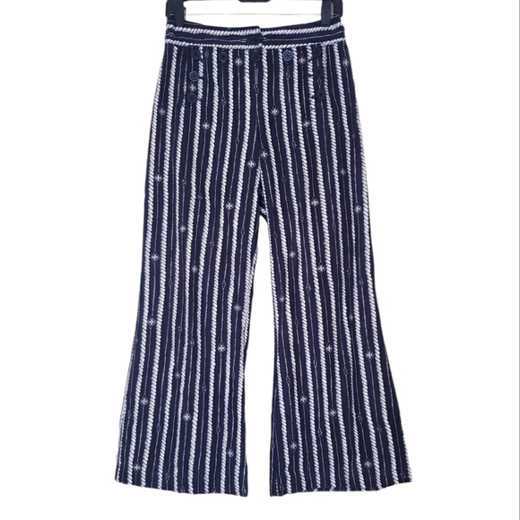 Tory Burch Blue Nautical Print Sailor Pants - Picture 1 of 15